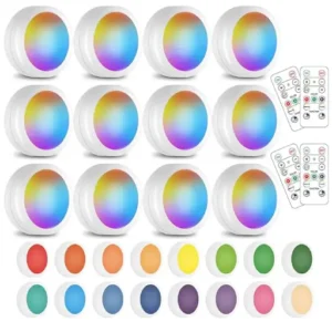 12 pack wireless 16 color changing led puck light